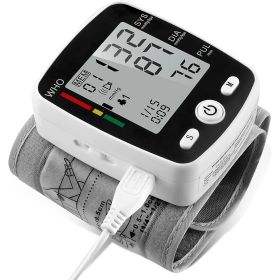 Wrist Blood Pressure Monitor Adjustable Automatic Wrist Cuff Voice Broadcast With 2 Users 180 Memory, Rechargeable Blood Pressure Monitors For Home Us (Option: X1030A)